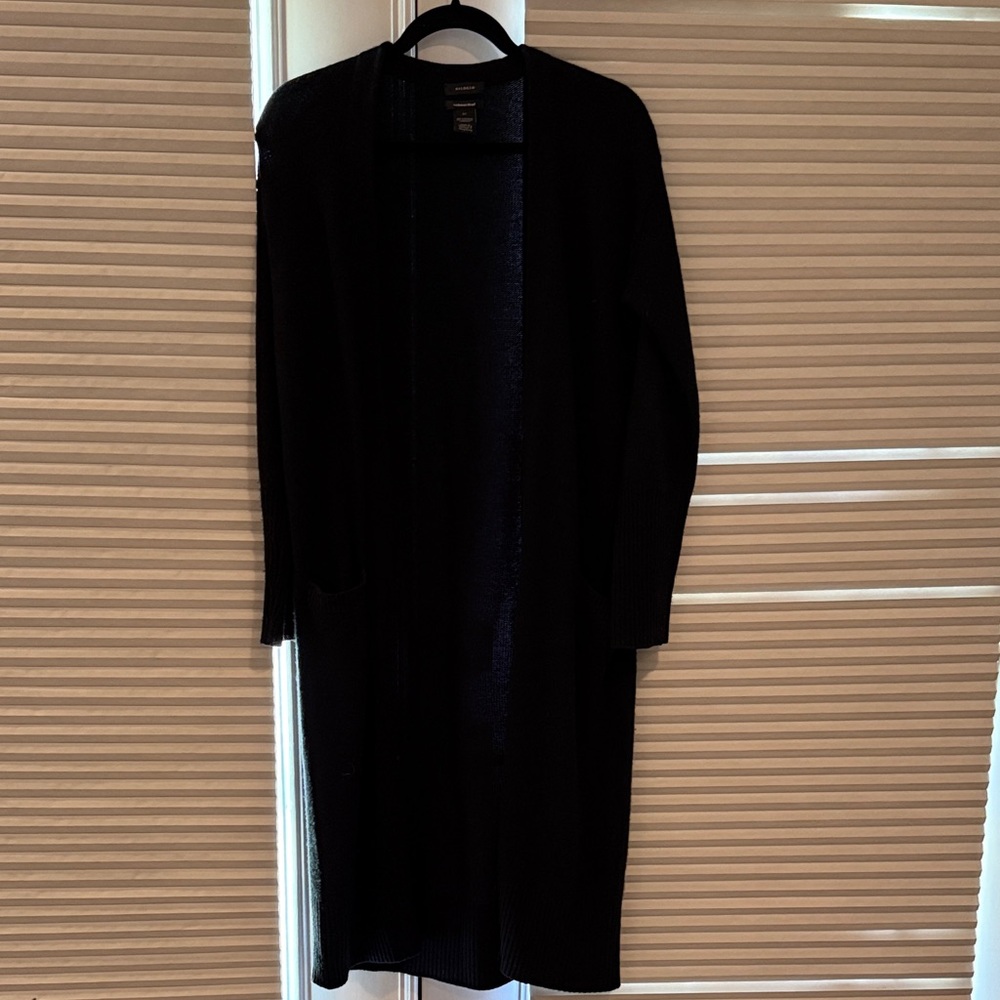 Halogen Black Long Cashmere Blend Cardigan